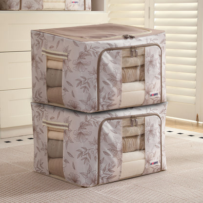Foldable Cloth Storage Organizer for Wardrobe, Latte Floral