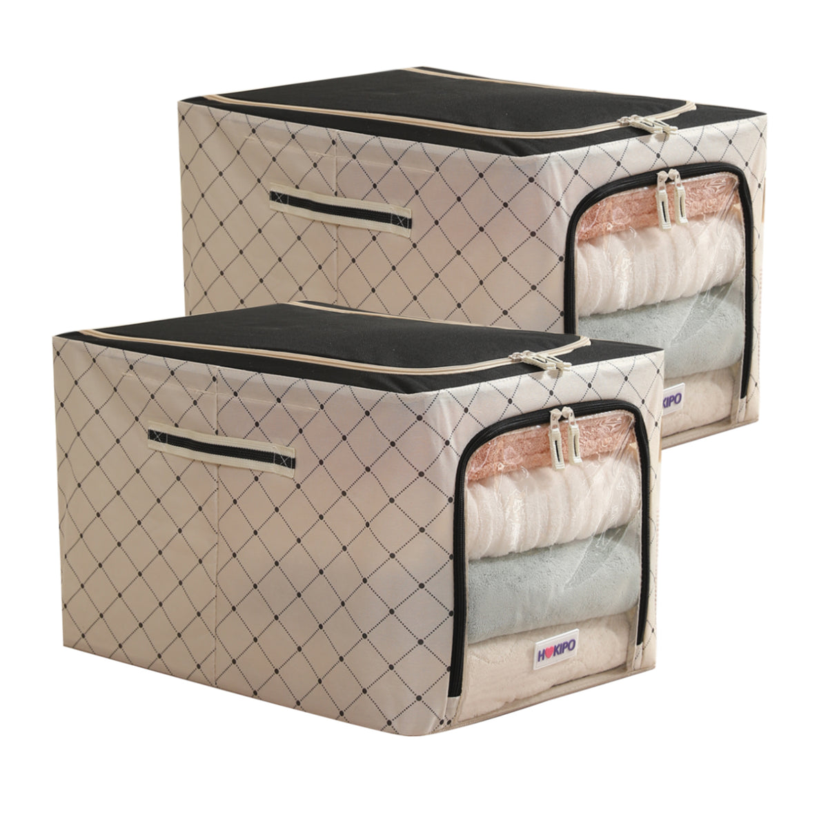 Foldable Cloth Storage  Box Organizer for Wardrobe - Ivory Noir