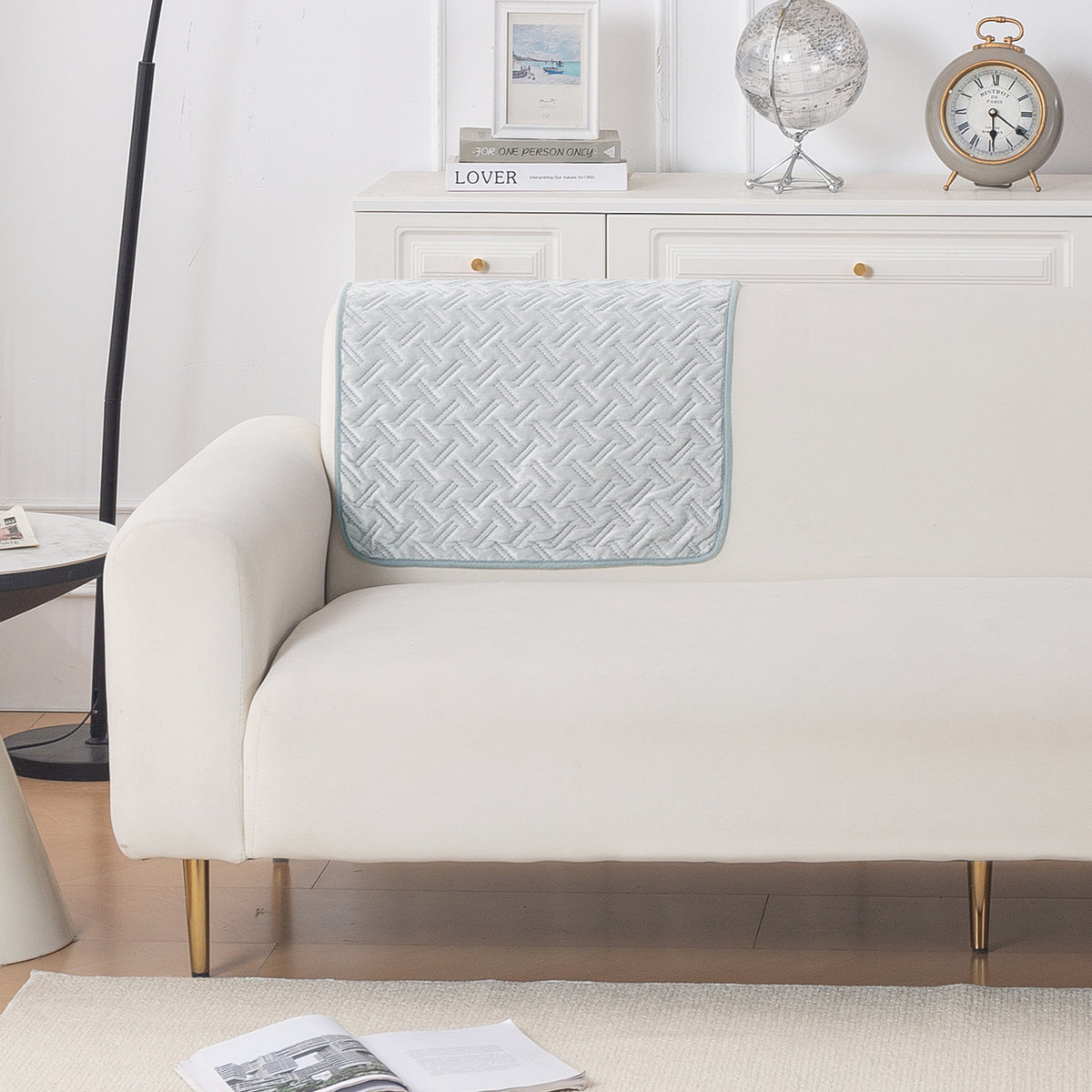 Softline Quilted Sofa Cover Mat, Ice Grey