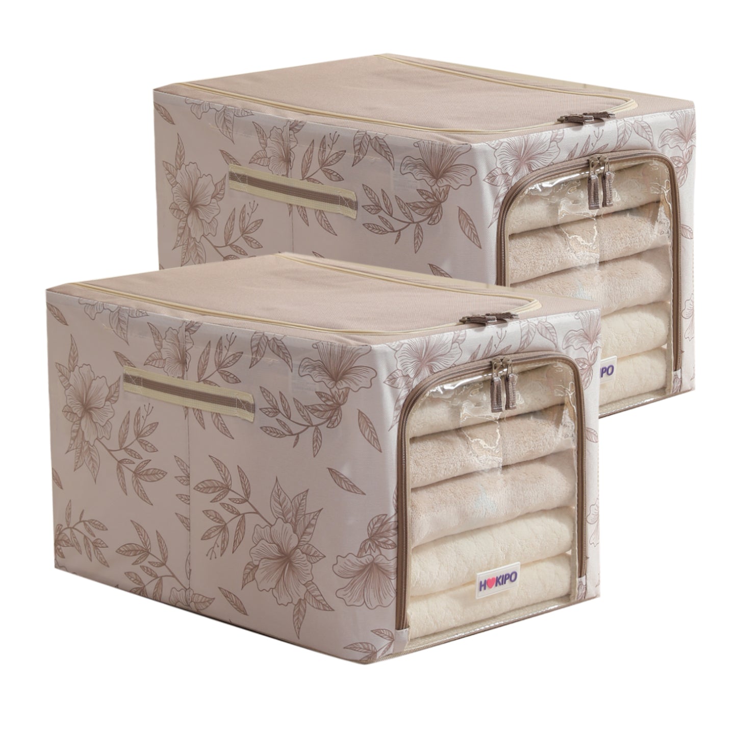 Foldable Cloth Storage Box Organizer for Wardrobe, Latte Floral