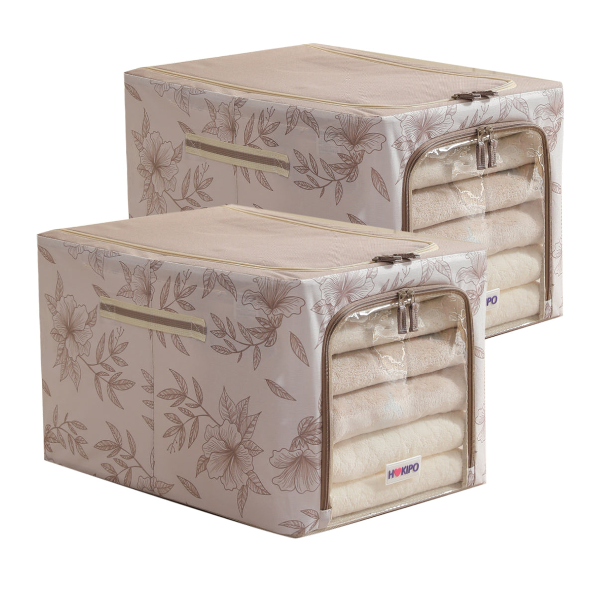 Foldable Cloth Storage Box Organizer for Wardrobe, Latte Floral