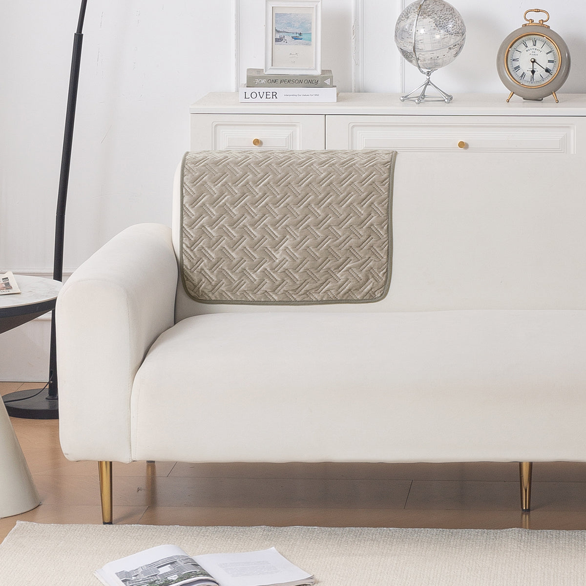 Softline Quilted Sofa Cover Mat, Latte Brown