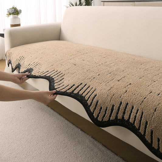 Premium Supple Soft Wavy Sofa Cover Mat, Brown