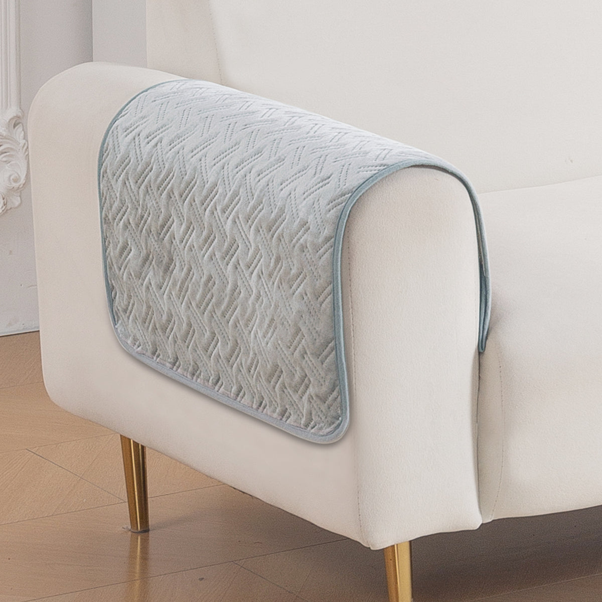 Softline Quilted Sofa Cover Mat, Ice Grey