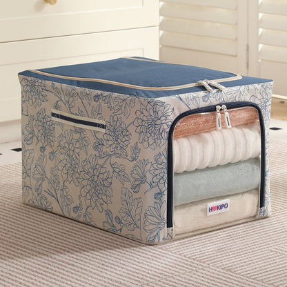 Foldable Cloth Storage Organizer for Wardrobe, Blue Blossom