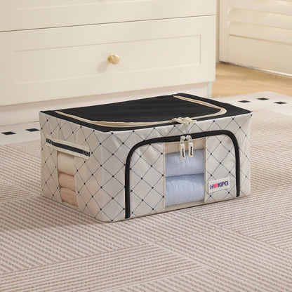 Folding Cloth Storage Box and Organizer for Wardrobe - Ivory Noir