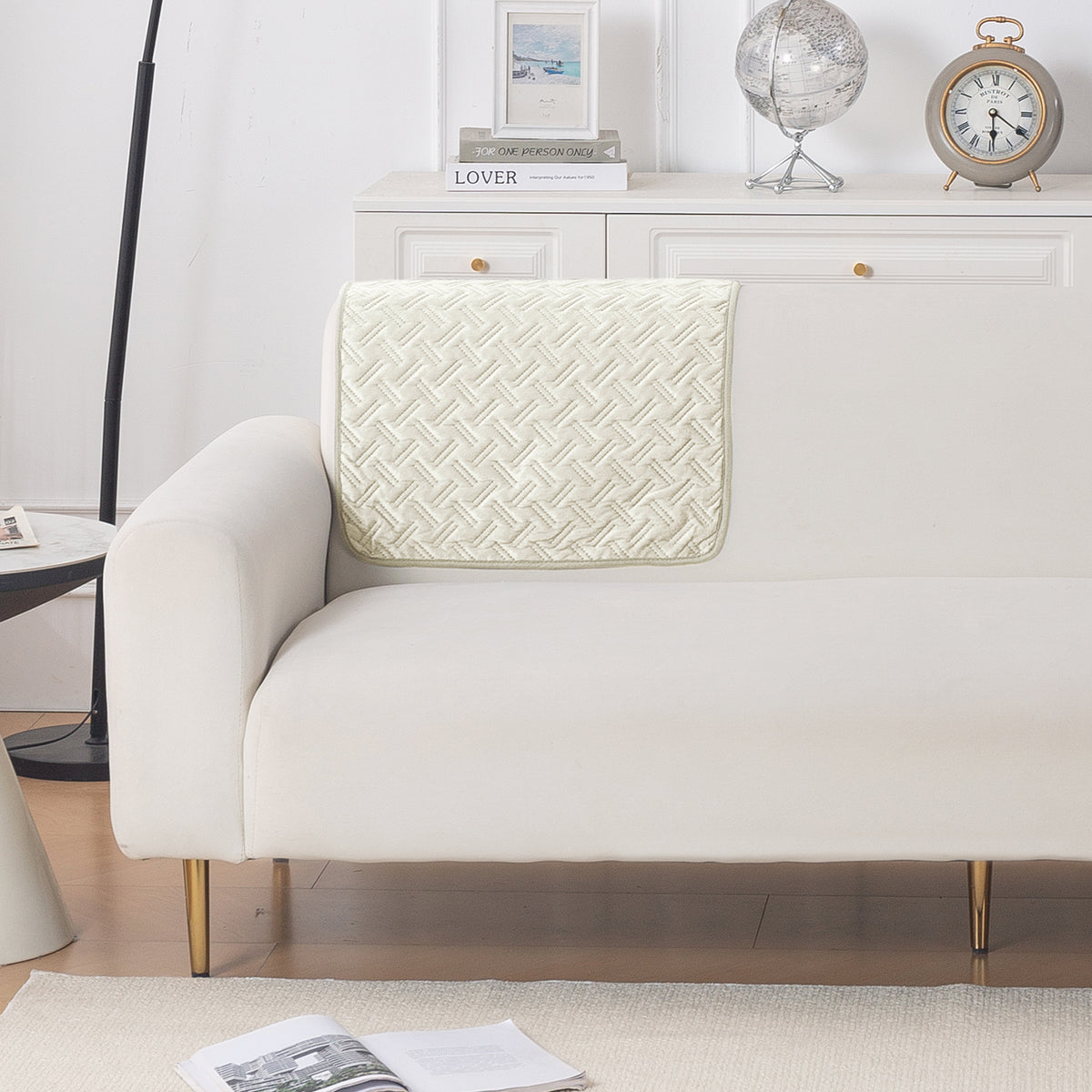 Softline Quilted Sofa Cover Mat, Butter Cream