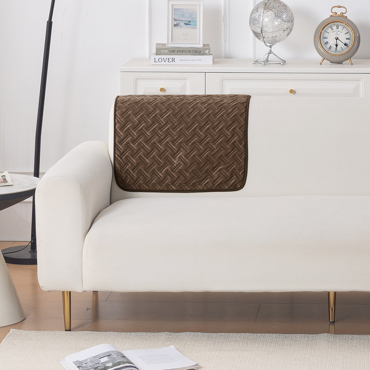 Softline Quilted Sofa Cover Mat, Chocolate Brown
