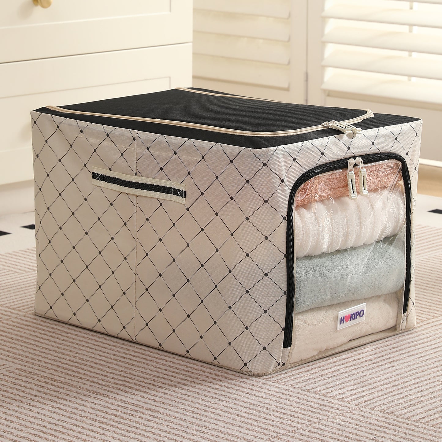 Foldable Cloth Storage  Box Organizer for Wardrobe - Ivory Noir
