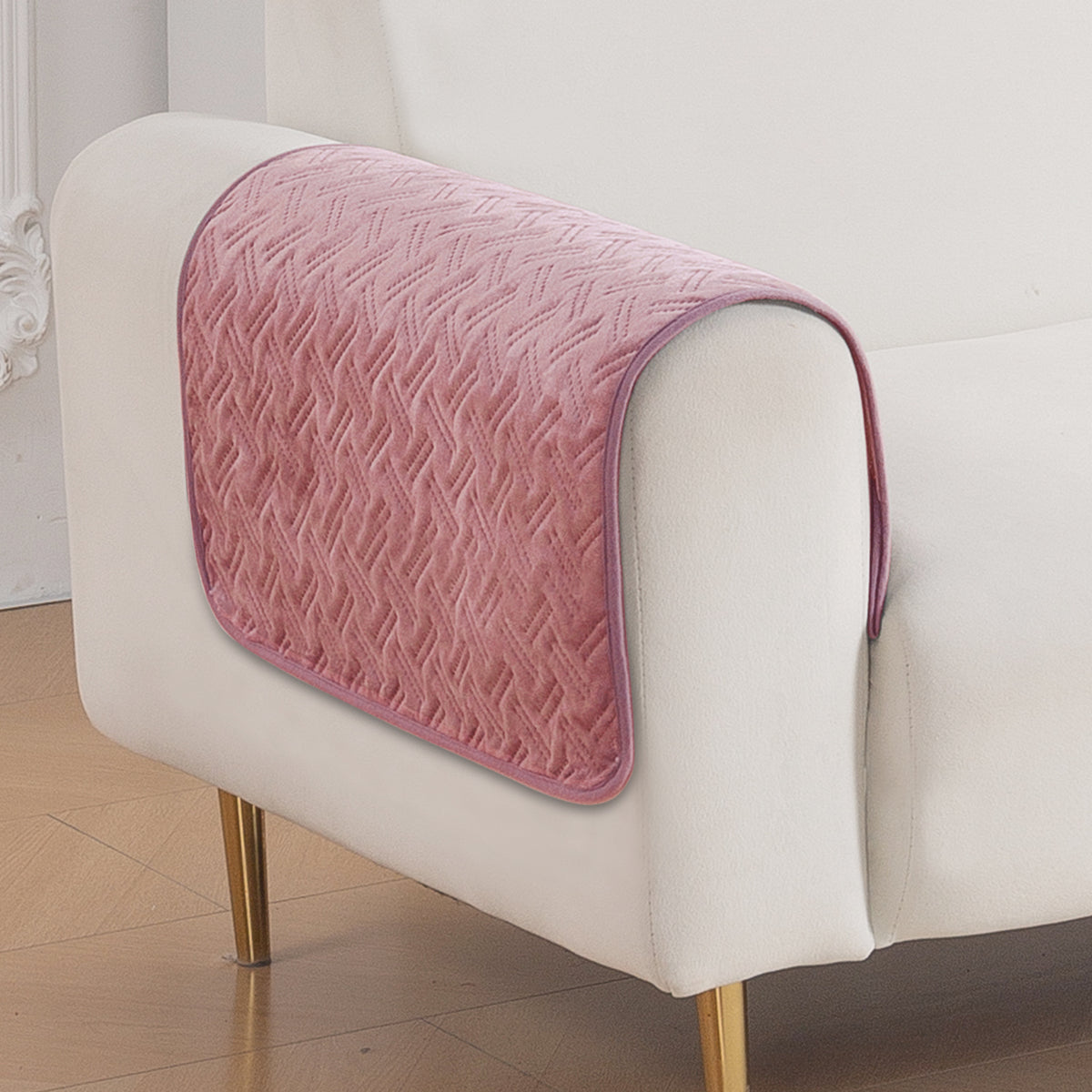 Softline Quilted Sofa Cover Mat, Dusty Rose Pink