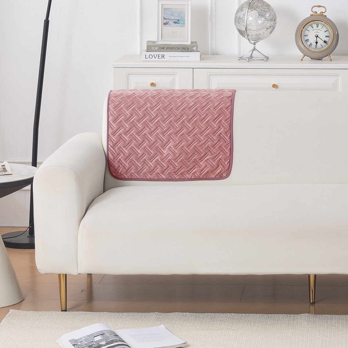Softline Quilted Sofa Cover Mat, Dusty Rose Pink