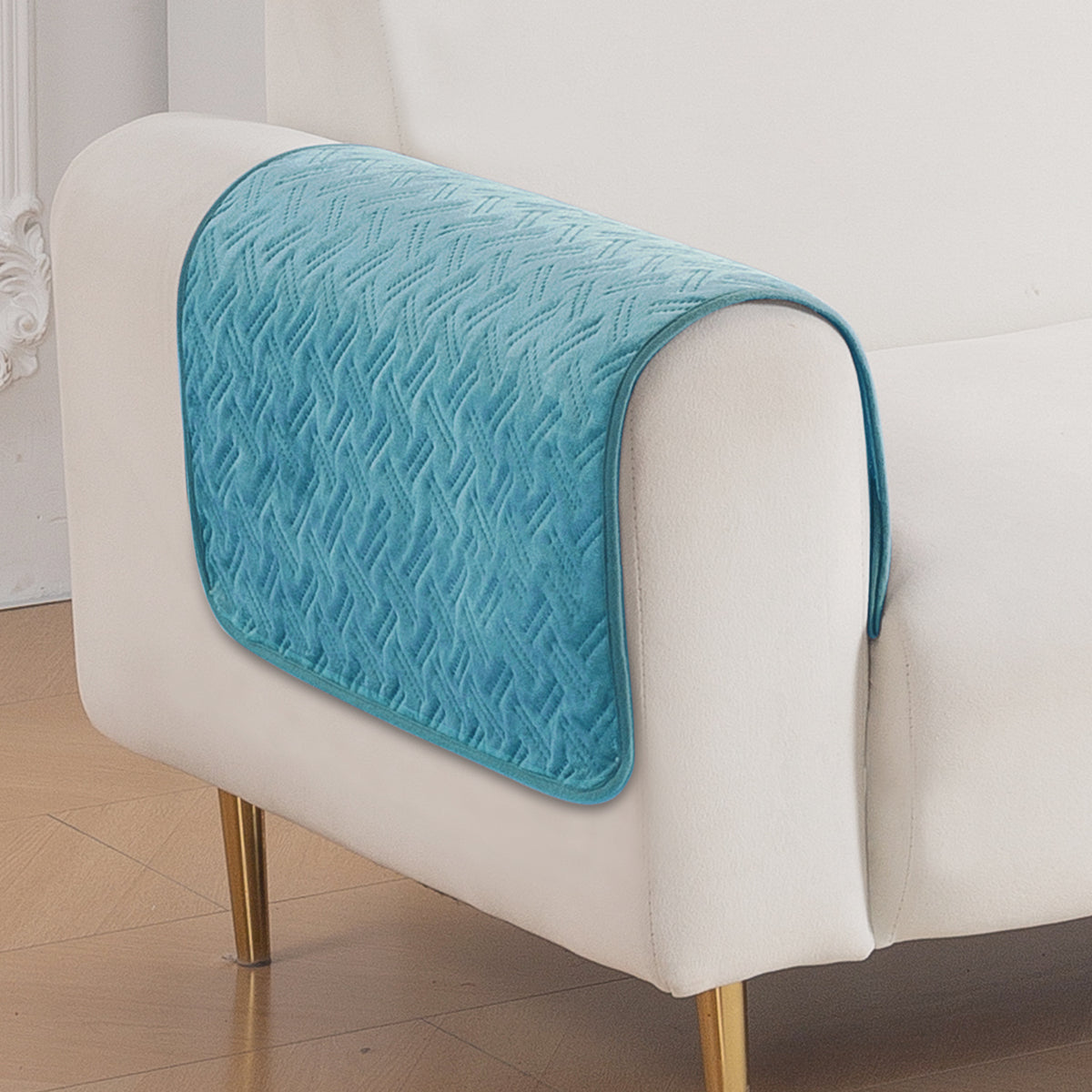 Softline Quilted Sofa Cover Mat, Teal Blue