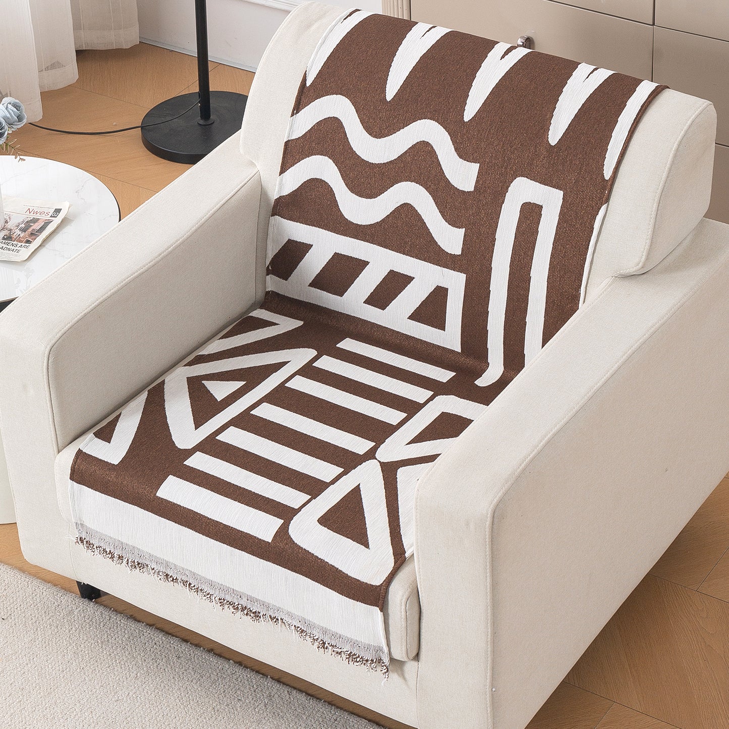 Urban Tribe Premium Chenille Fabric Sofa Cover, Chocolate Brown