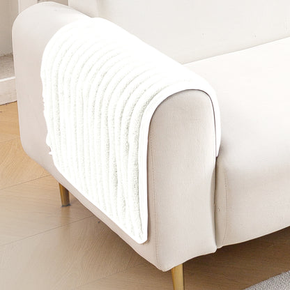 Faux Rabbit Fur Plush Anti-Slip Sofa Mat |Snuggle Fur Pearl White