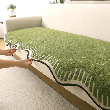Premium Supple Soft Wavy Sofa Cover Mat, Green