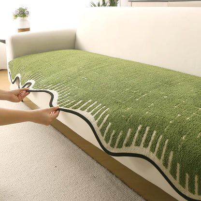 Premium Supple Soft Wavy Sofa Cover Mat, Green