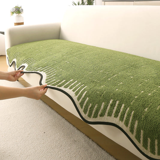 Premium Supple Soft Wavy Sofa Cover Mat, Green