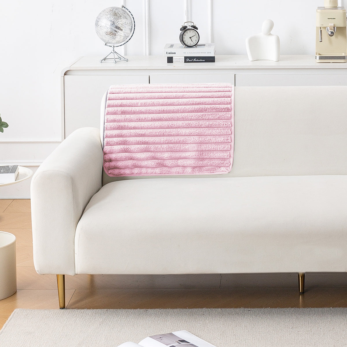 Faux Rabbit Fur Plush Anti-Slip Sofa Mat |Snuggle Fur Soft Pink