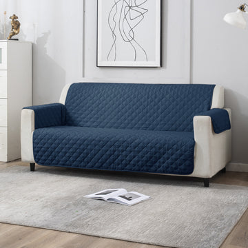 3 Seater Navy Blue quilted sofa cover