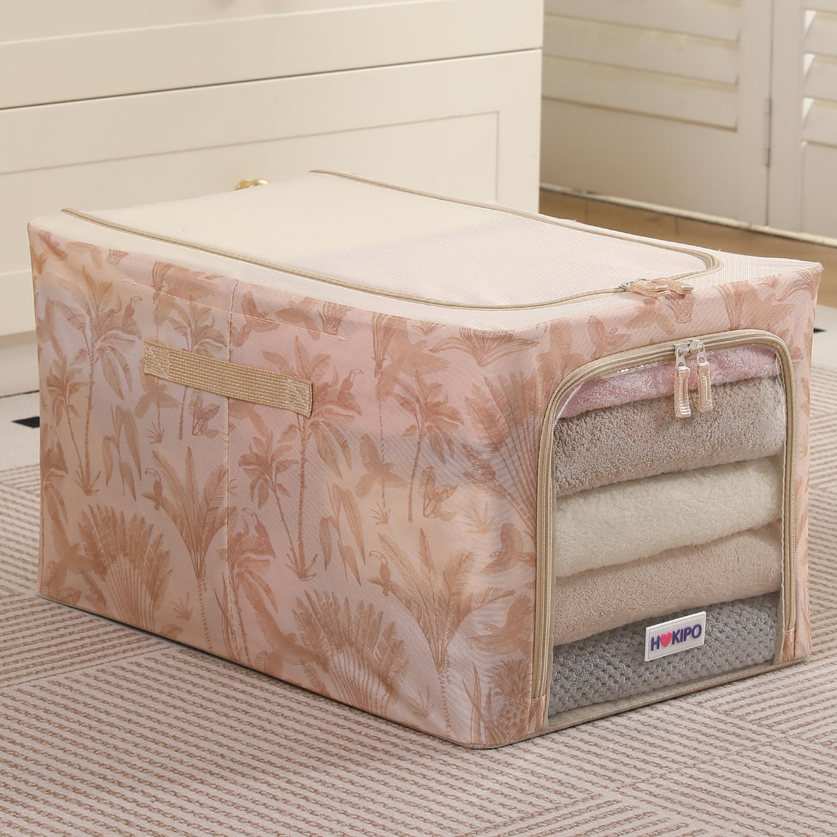 Foldable Cloth Storage Organizer for Wardrobe, Beige Botanica