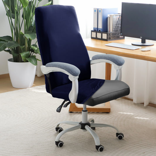 Office Chair Cover for Executive Chair (High-Back) – 140 GSM Stretchable Fabric – Washable & Anti-Slip – Fits Big & Tall Office Chairs, Navy Blue