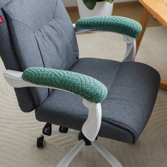 170gsm Jacquard Office Chair Arm Rest Cover (Elastic Style), 1 Pair, Green