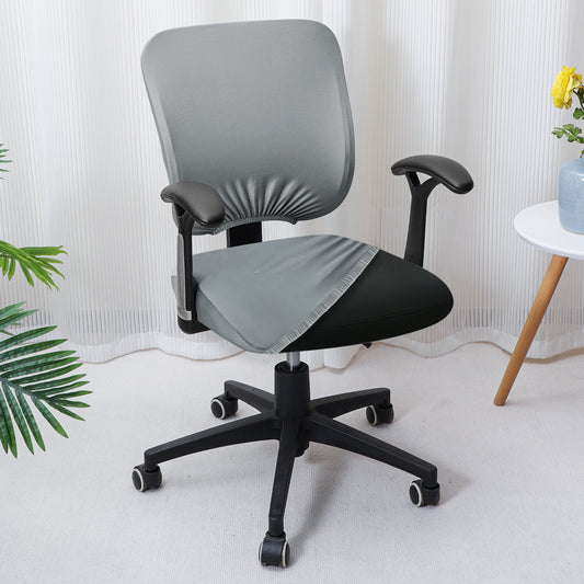 Office Chair Cover for Task Chair – 140 GSM Stretchable Fabric – Washable & Anti-Slip – Fits Small Office Chairs Without Headrest, Smoke Grey