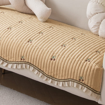 Frilora Dutch Velvet Sofa Cover Mat, Caramel Beige