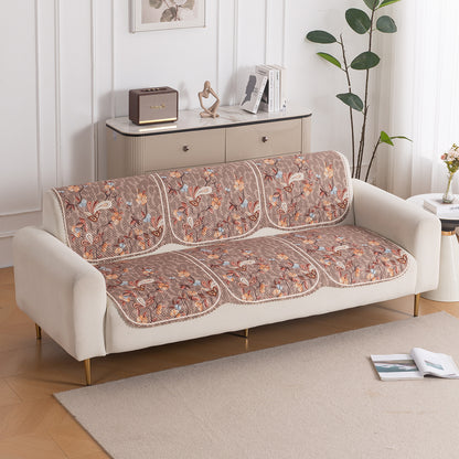 HeavenHue Fleece Soft Touch Quilted Sofa Cover Set Washable Sofa Panel for Seat & Bk - Vintage Bloom