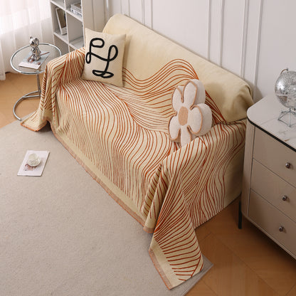 WaveLoom Collection Printed Chenille Sofa Cover Throw, Orange