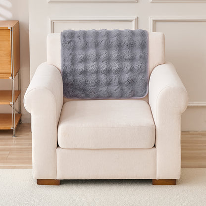 'FurHug' Premium Faux Rabbit Fur Sofa Seat Mats, Cool Grey