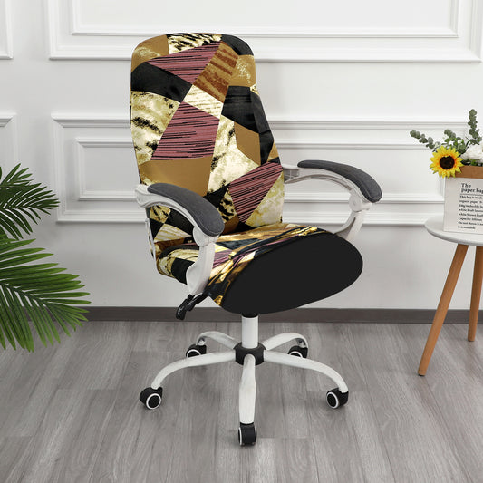 Printed Office Chair Cover for Desk Chair (Mid-Back) – 140 GSM Stretch Fabric – Washable, Durable & Anti-Slip – Fits Mid-Back Office Chairs, Wine Abstract Geometry - Medium