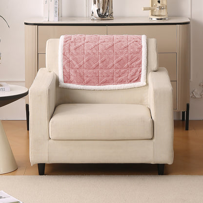 'Italian Caelora' Luxury Jacquard Plush Anti-Slip Sofa Cover Mat - Misty Rose