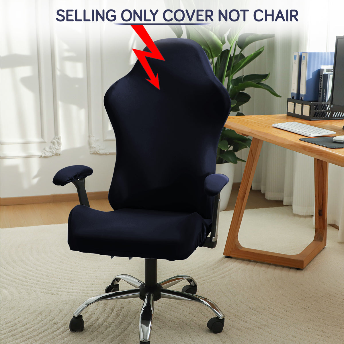 Gaming Chair Cover Stretchable Computer Rotating Chair Seat Covers Slipcover, Navy Blue
