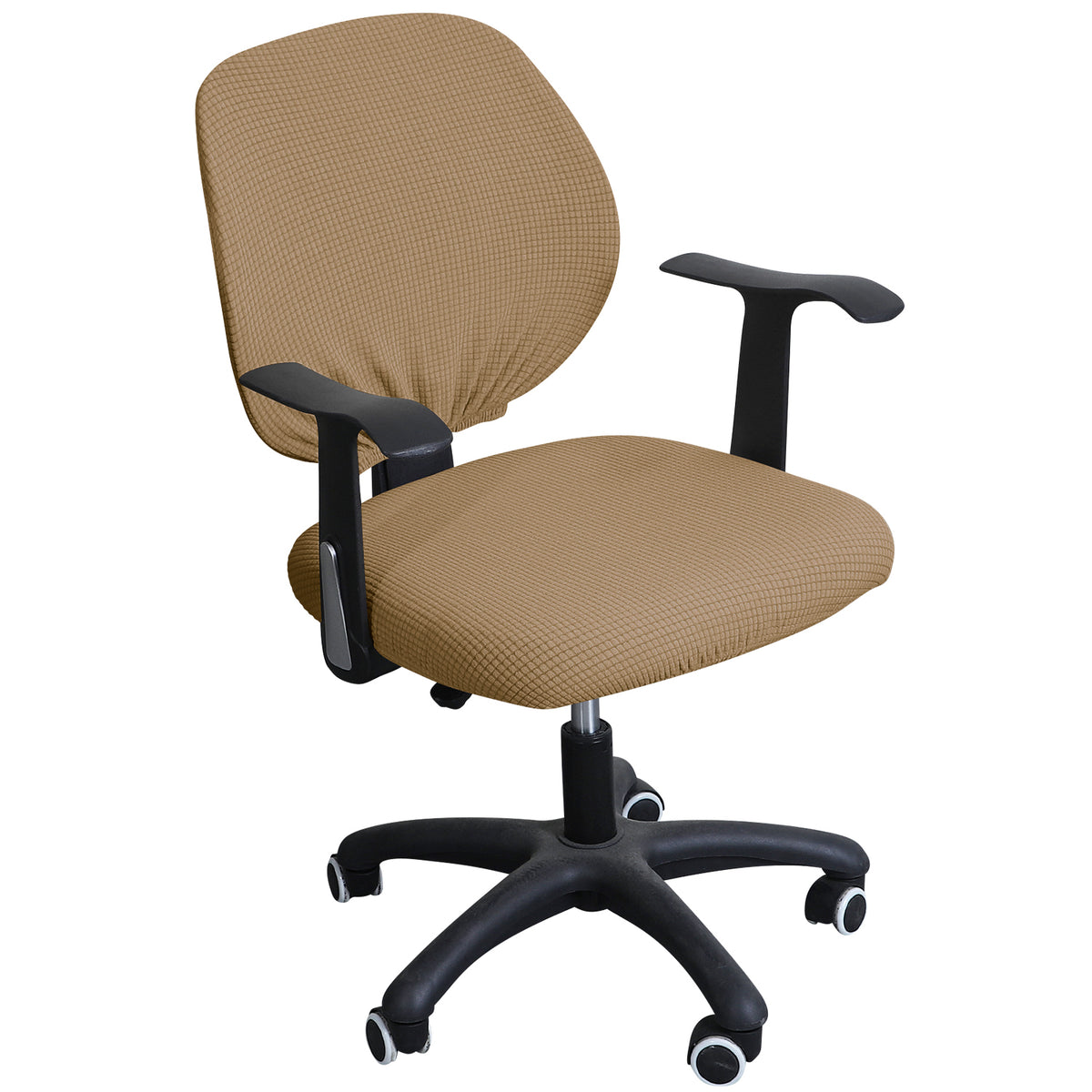 Stretchable Jacquard Office Chair Slipcover for Rotating Chair, Light Brown