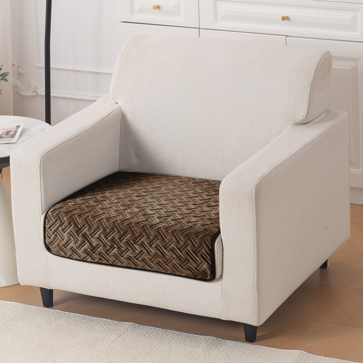 Softline Quilted Sofa Cover Mat, Chocolate Brown