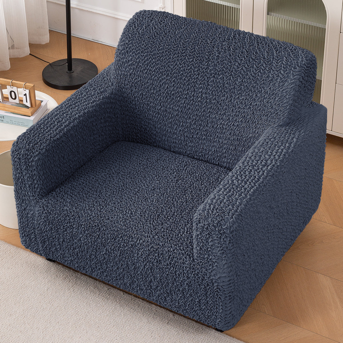 Italian Belissia Luxe Series' Super Stretchable Microfiber 1/2/3 Seater Sofa Cover, Navy Blue