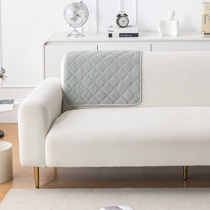 Diamond Tuft Plush Sofa Cover Mat, Mist Grey