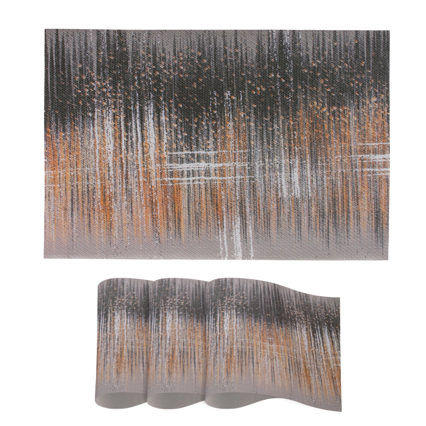 Marble Fusion PVC Mats for Dining Table, Mineral Rain - Embered Copper