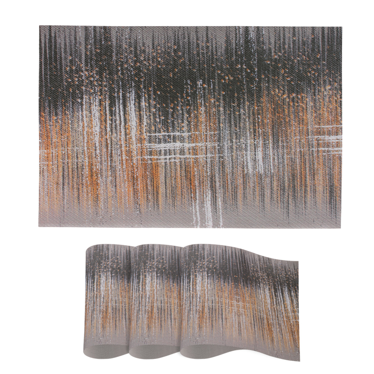 Marble Fusion PVC Mats for Dining Table, Mineral Rain - Embered Copper