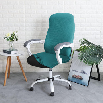 Water Repellent Office Chair Cover for Desk Chair (Mid-Back) – 210 GSM Stretch Jacquard – Washable, Durable & Anti-Slip – Fits Mid-Back Office Chairs, Teal
