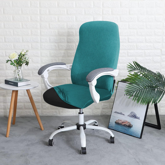 Water Repellent Office Chair Cover for Desk Chair (Mid-Back) – 210 GSM Stretch Jacquard – Washable, Durable & Anti-Slip – Fits Mid-Back Office Chairs, Teal