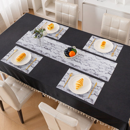 Marble Fusion PVC Mats for Dining Table, Misty Clouds - Spanish Grey