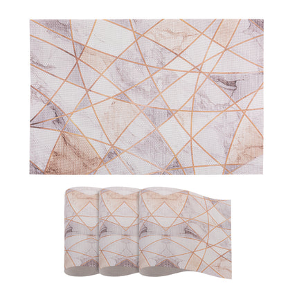 Marble Fusion PVC Mats for Dining Table, Angular Aura - Cream Gold