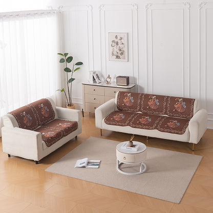 HeavenHue Fleece Soft Touch Quilted Sofa Cover Set Washable Sofa Panel for Seat & Back - Nritya Echo