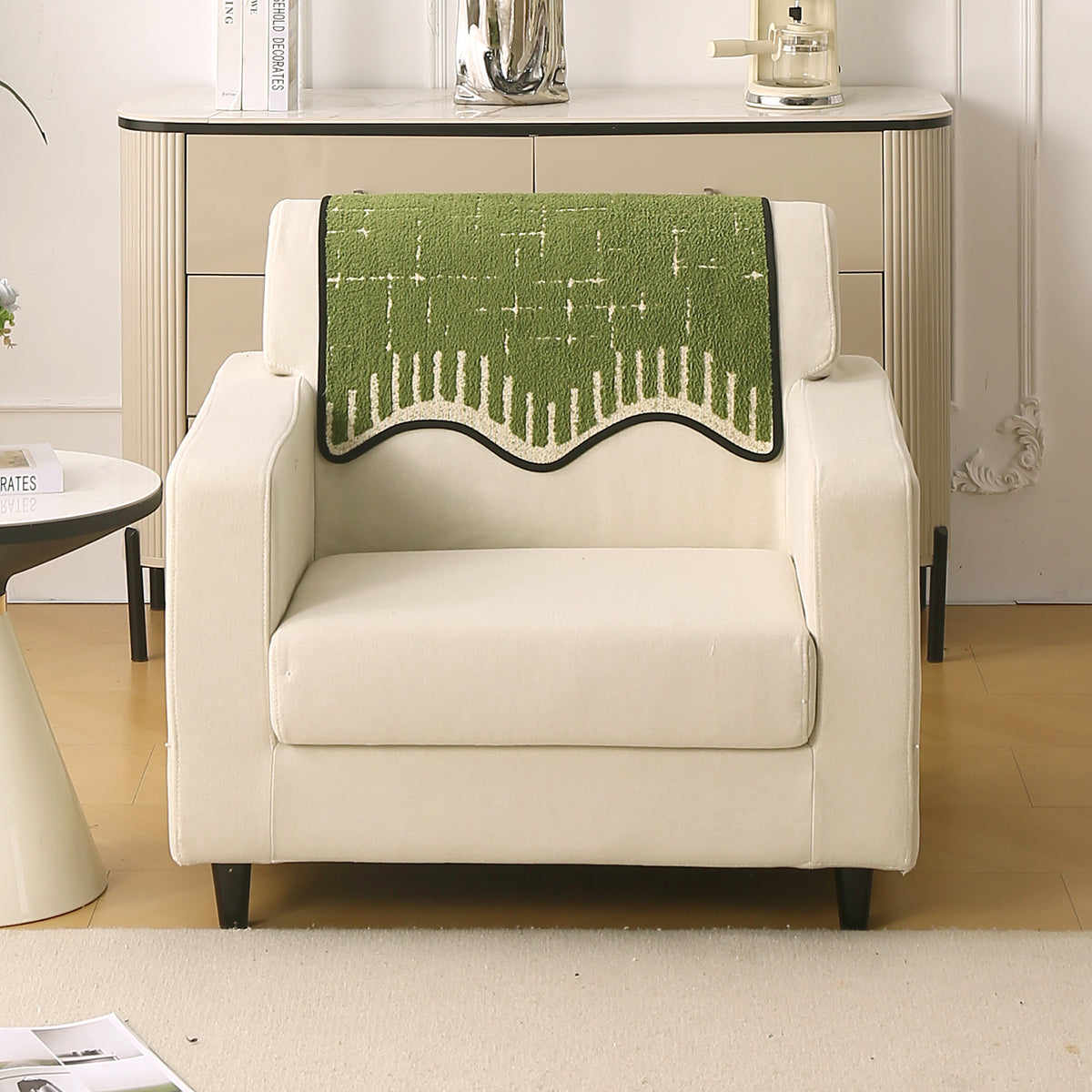 Premium Supple Soft Wavy Sofa Cover Mat, Green