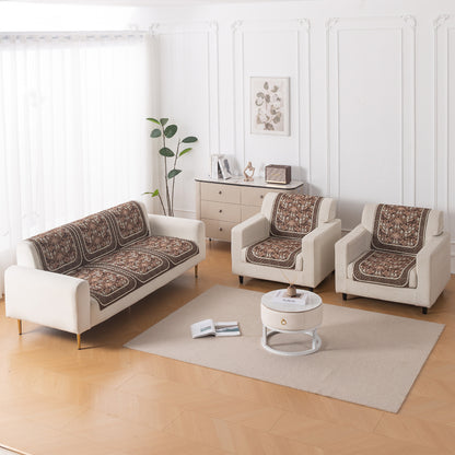 LoomVerse Quilted Sofa Cover Set Washable Sofa Panel for Seat & Back - Rustic Lattice
