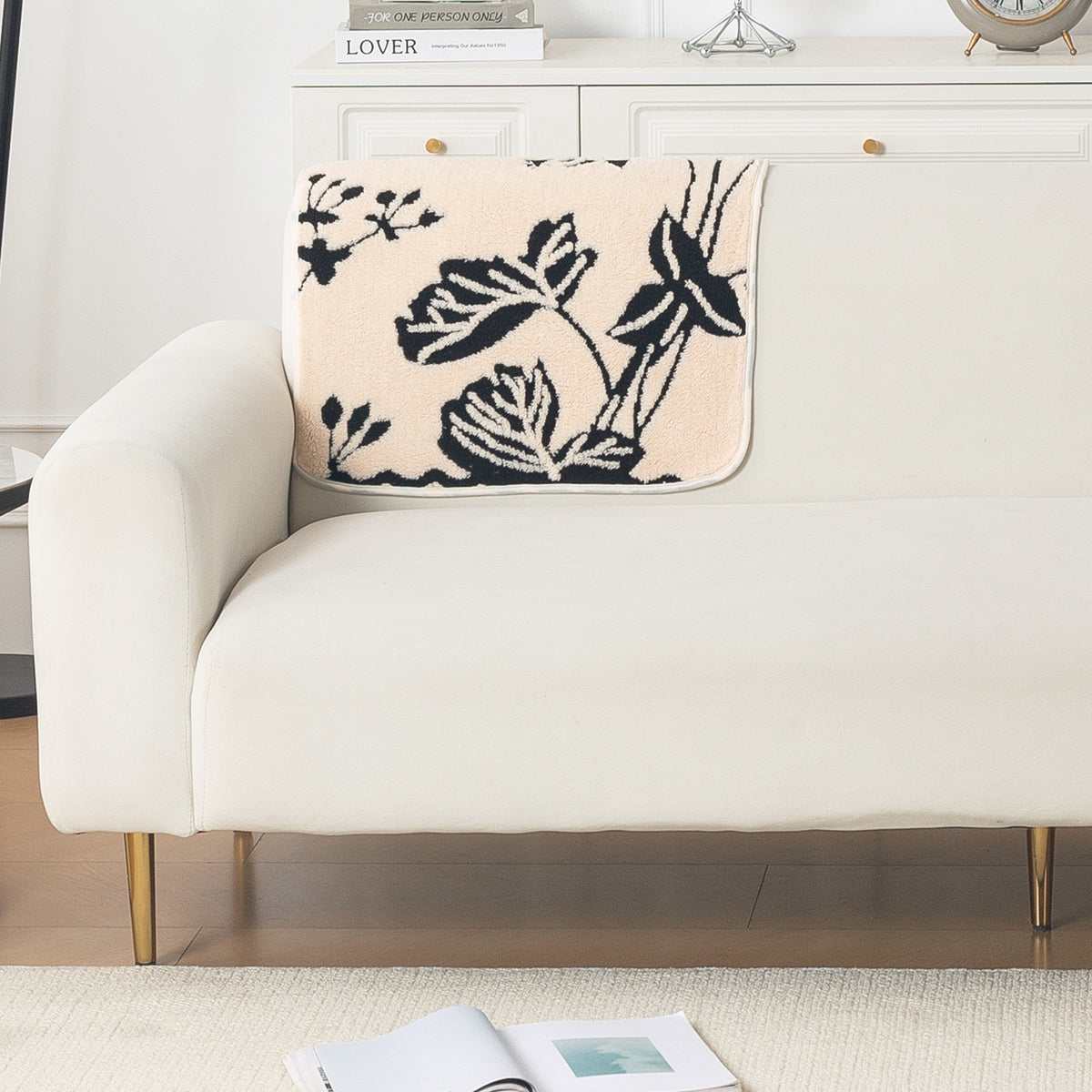 Luxury Plush Sherpa Anti-Slip Sofa Cover Mat, 'Noirea Series'| Butterfly Garden