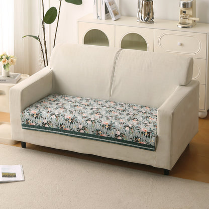 Florentina Series Printed Holland Velvet Sofa Mat - Magnolia Green