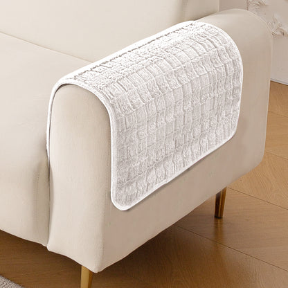 Premium Plush Set of 2 Sofa Armrest Covers, White